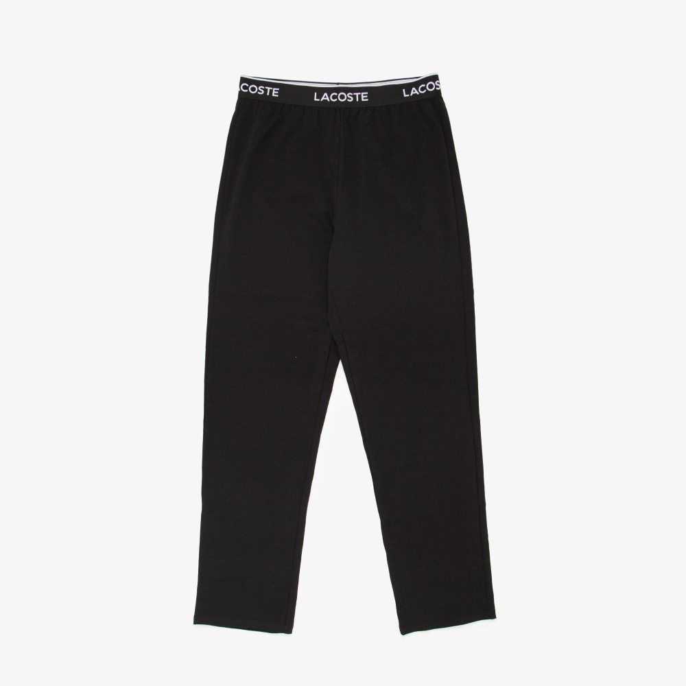 Lacoste Branded Waist Pajama Pants Black | KHSD-04237
