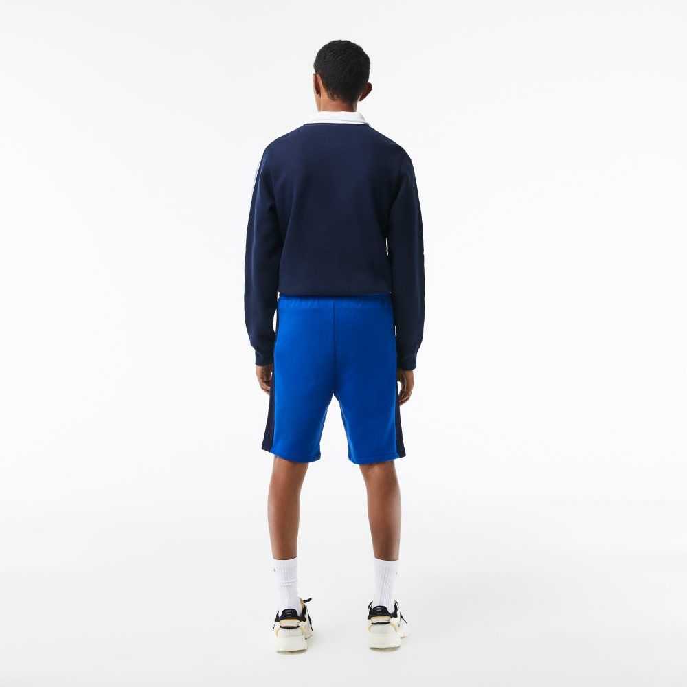 Lacoste Brushed Fleece Colorblock Shorts Blue / Navy Blue / White | CDIE-14762