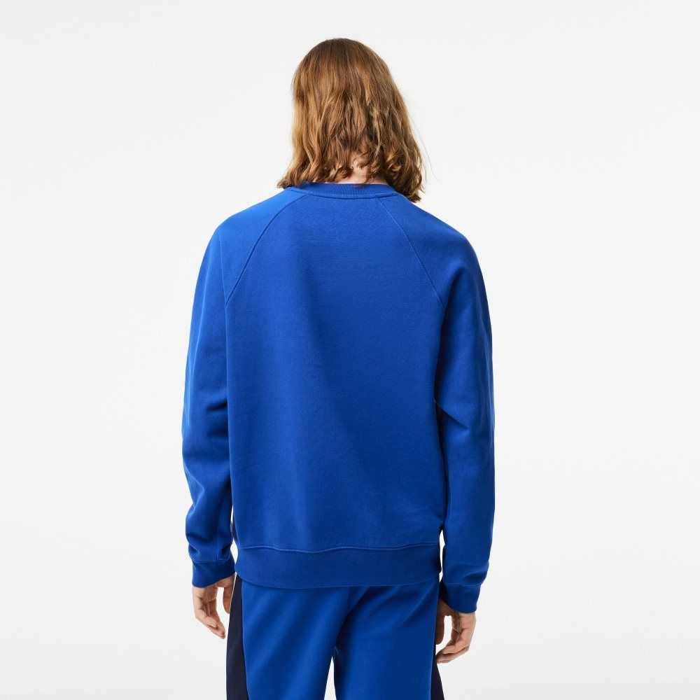 Lacoste Brushed Fleece Colorblock Sweatshirt Blue / Navy Blue / White | MRIE-32869