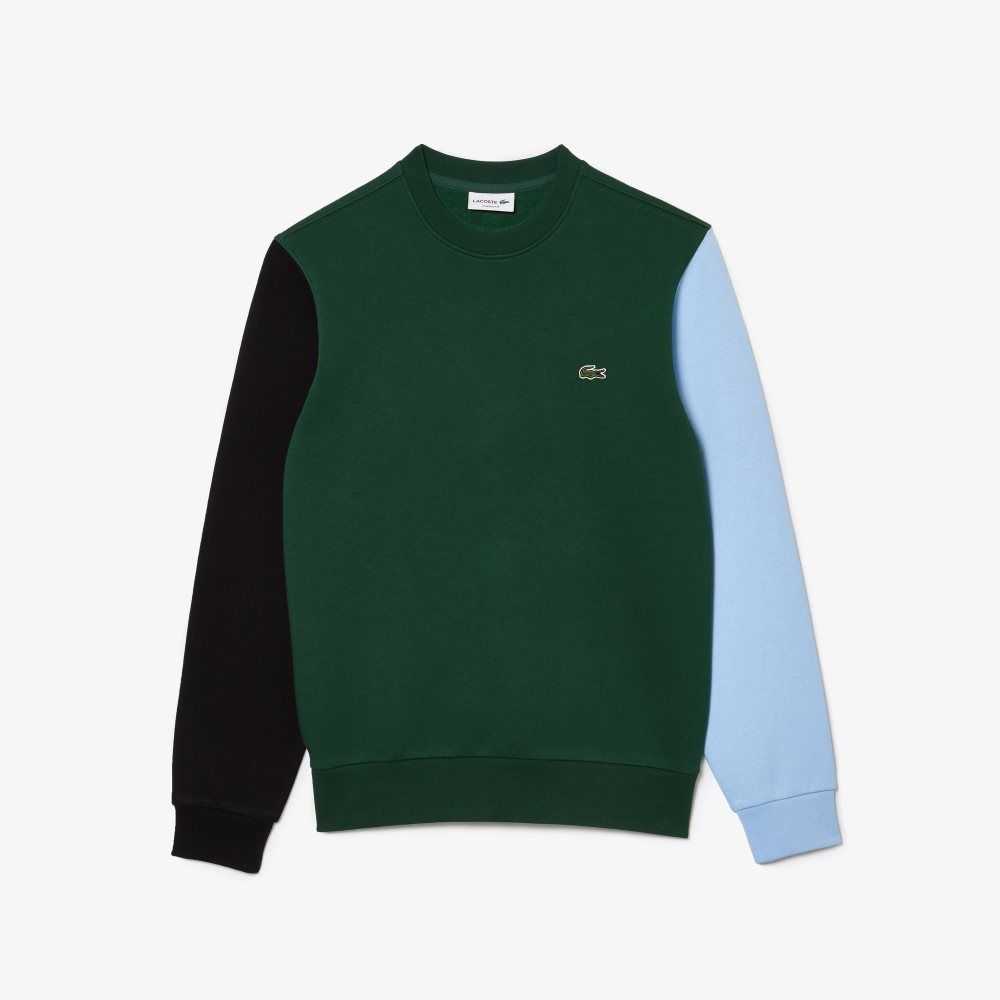 Lacoste Brushed Fleece Sweatshirt Green / Black / Blue | XHQM-92748