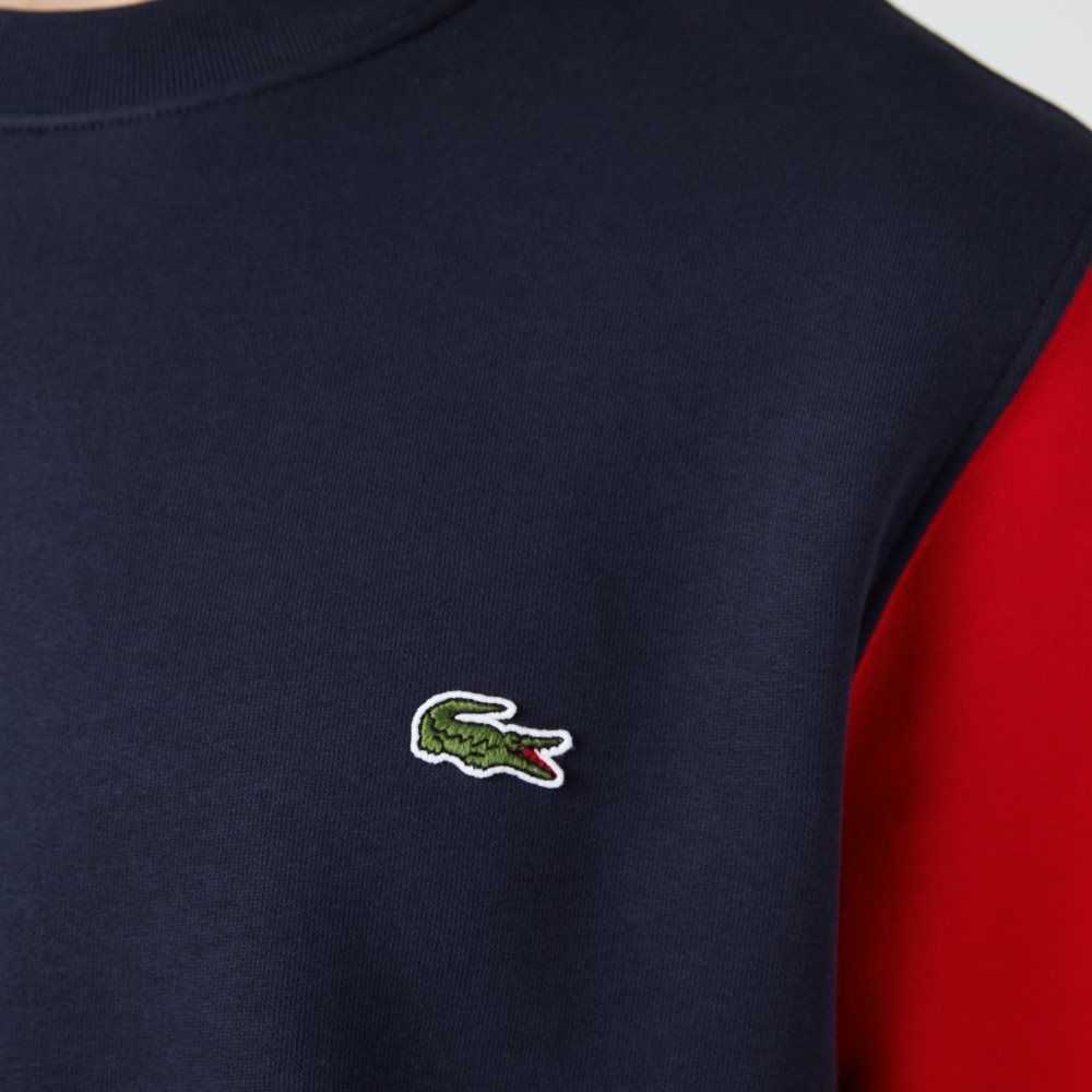 Lacoste Brushed Fleece Sweatshirt Navy Blue / Green / Red | LZAE-03786