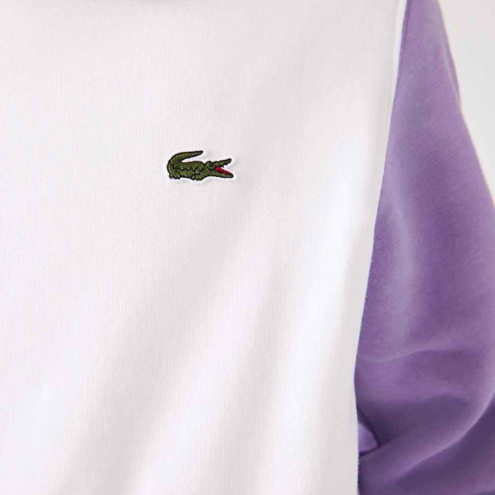 Lacoste Brushed Fleece Sweatshirt White / Blue / Purple | HZGR-53102