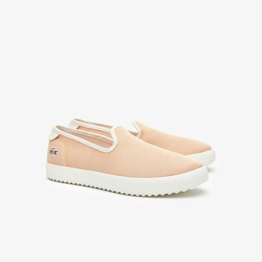 Lacoste Canvas Resort Slip-On Lt Org/Off Wht | XIRH-07581