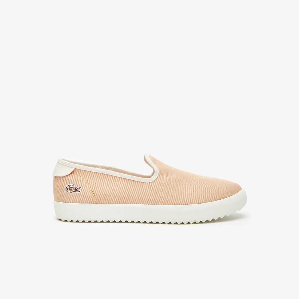 Lacoste Canvas Resort Slip-On Lt Org/Off Wht | XIRH-07581