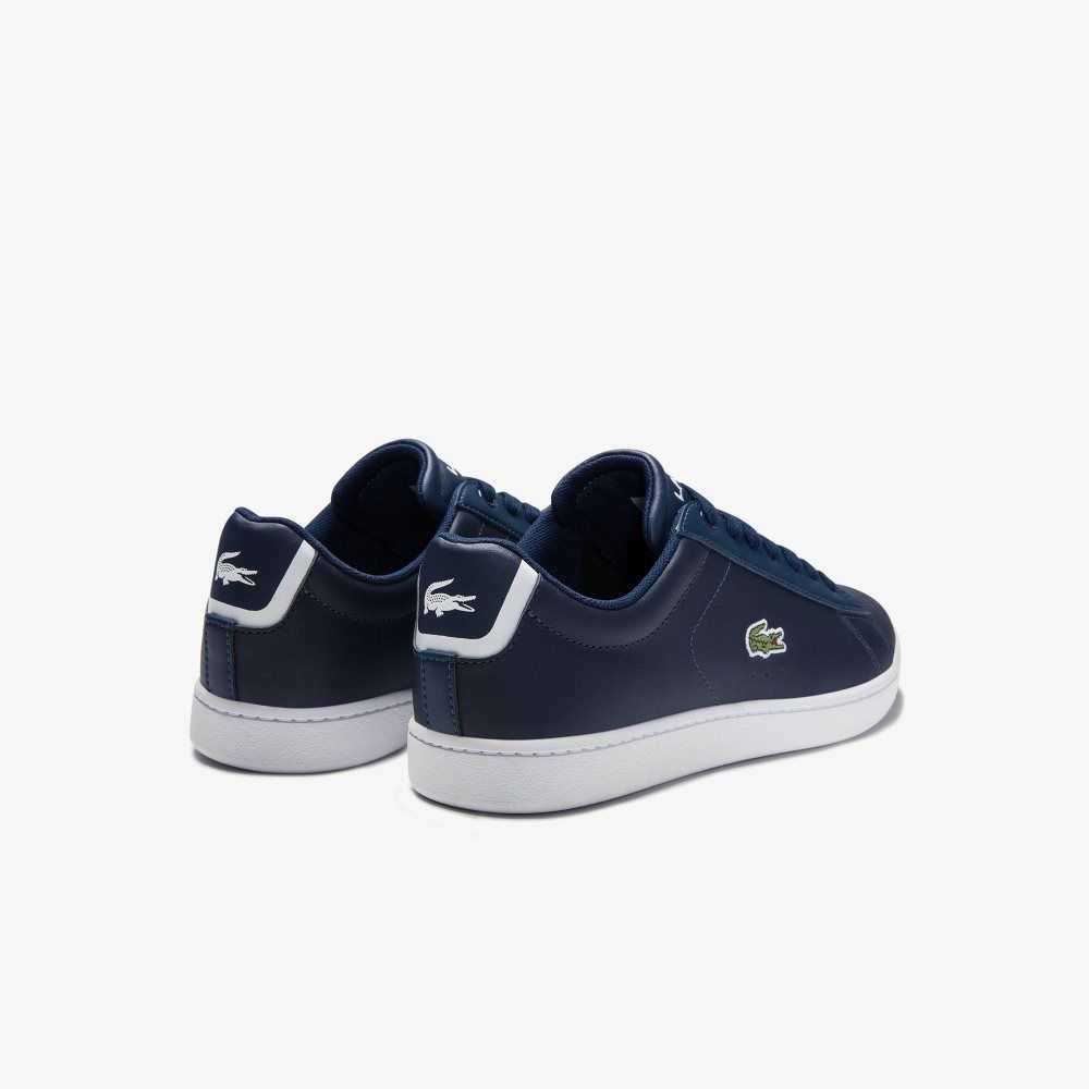 Lacoste Carnaby Evo Mesh-lined Leather Sneakers Nvy | CTFQ-04593