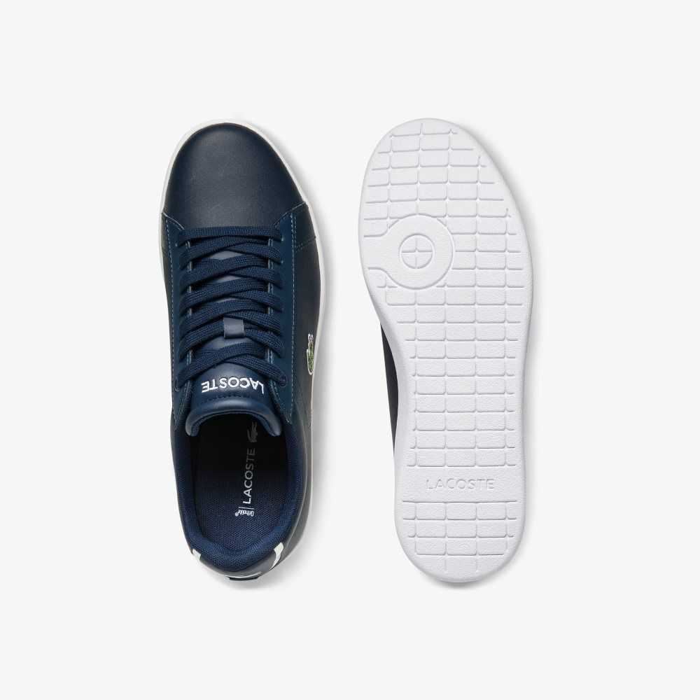 Lacoste Carnaby Evo Mesh-lined Leather Sneakers Nvy | CTFQ-04593