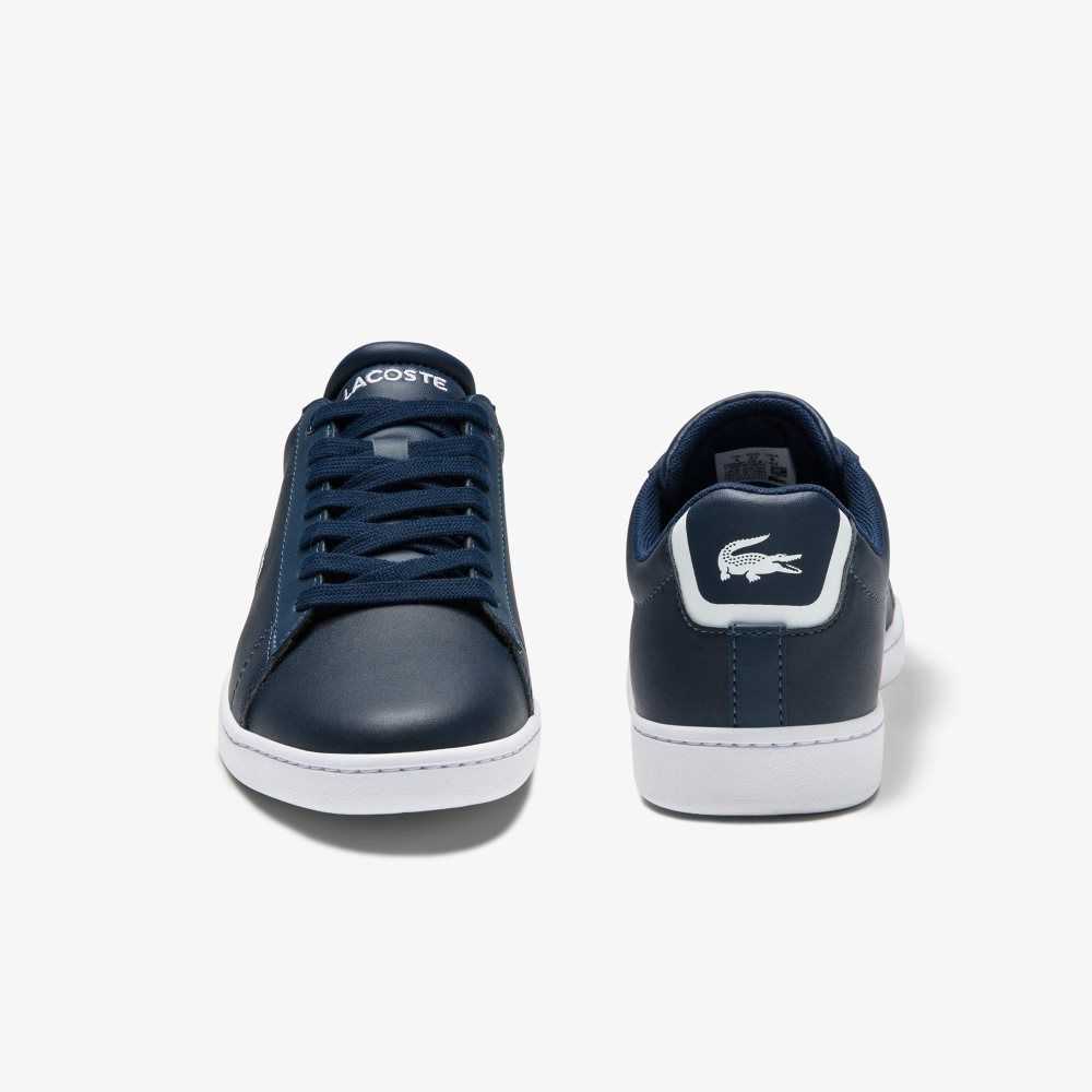 Lacoste Carnaby Evo Mesh-lined Leather Sneakers Nvy | CTFQ-04593