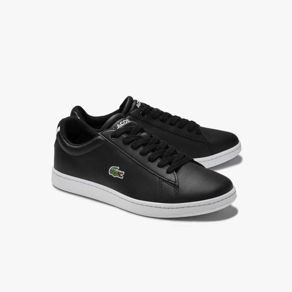 Lacoste Carnaby Evo Mesh-lined Leather Sneakers Blk | PBEF-23945