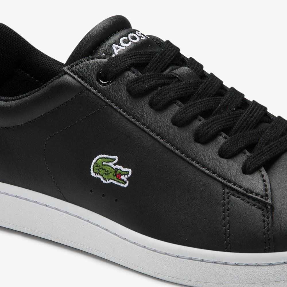 Lacoste Carnaby Evo Mesh-lined Leather Sneakers Blk | PBEF-23945