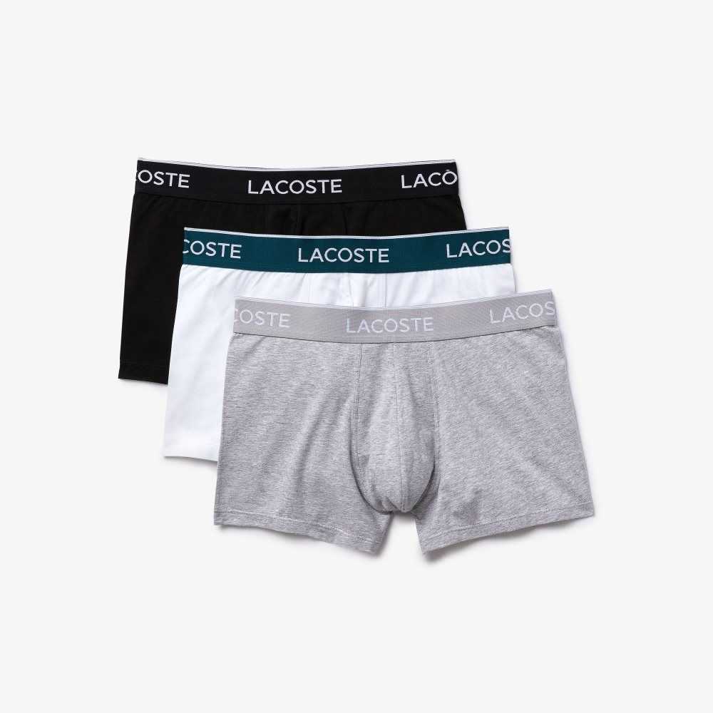 Lacoste Casual Boxer Brief 3-Pack Black / White / Grey Chine | FTGW-17546