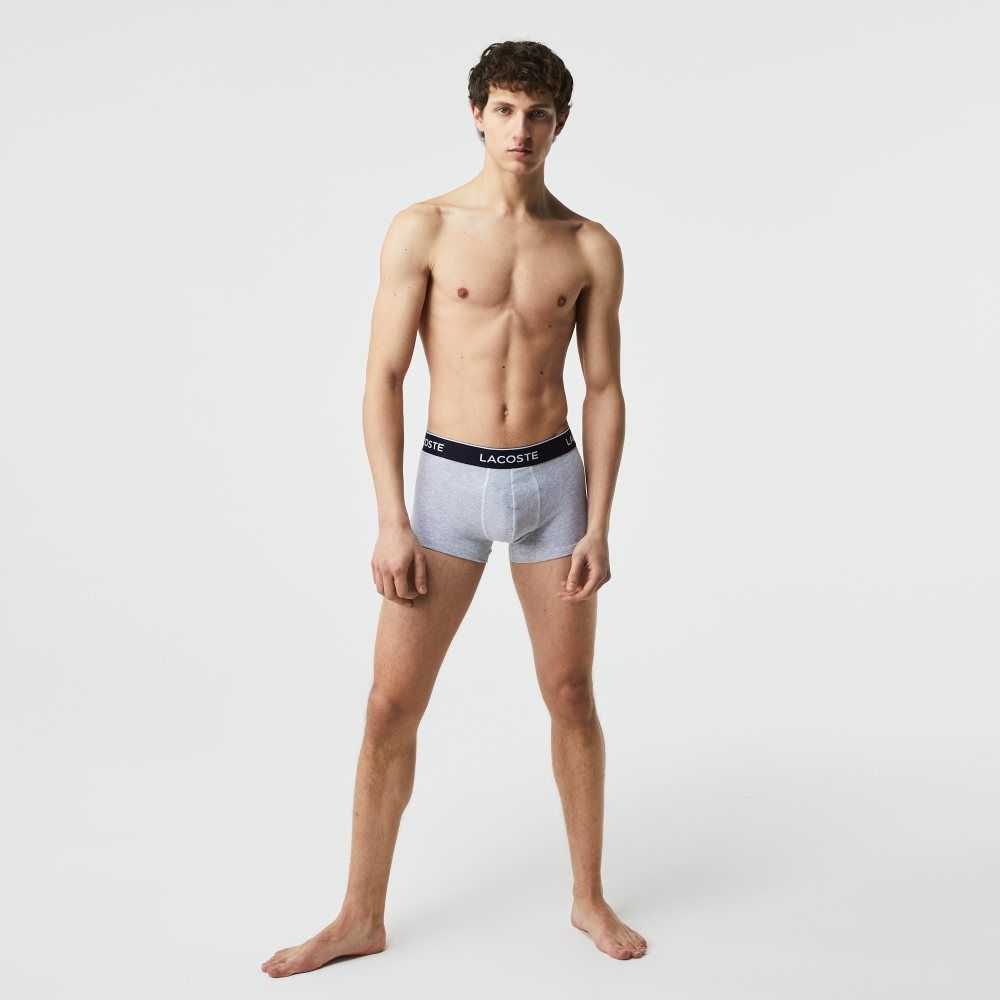 Lacoste Casual Boxer Brief 3-Pack Blue / Grey Chine | SUGH-12809