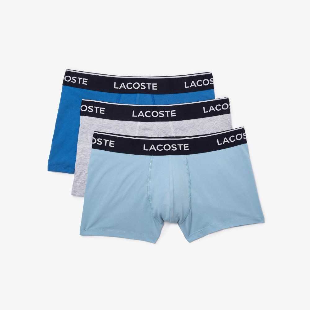 Lacoste Casual Boxer Brief 3-Pack Blue / Grey Chine | SUGH-12809