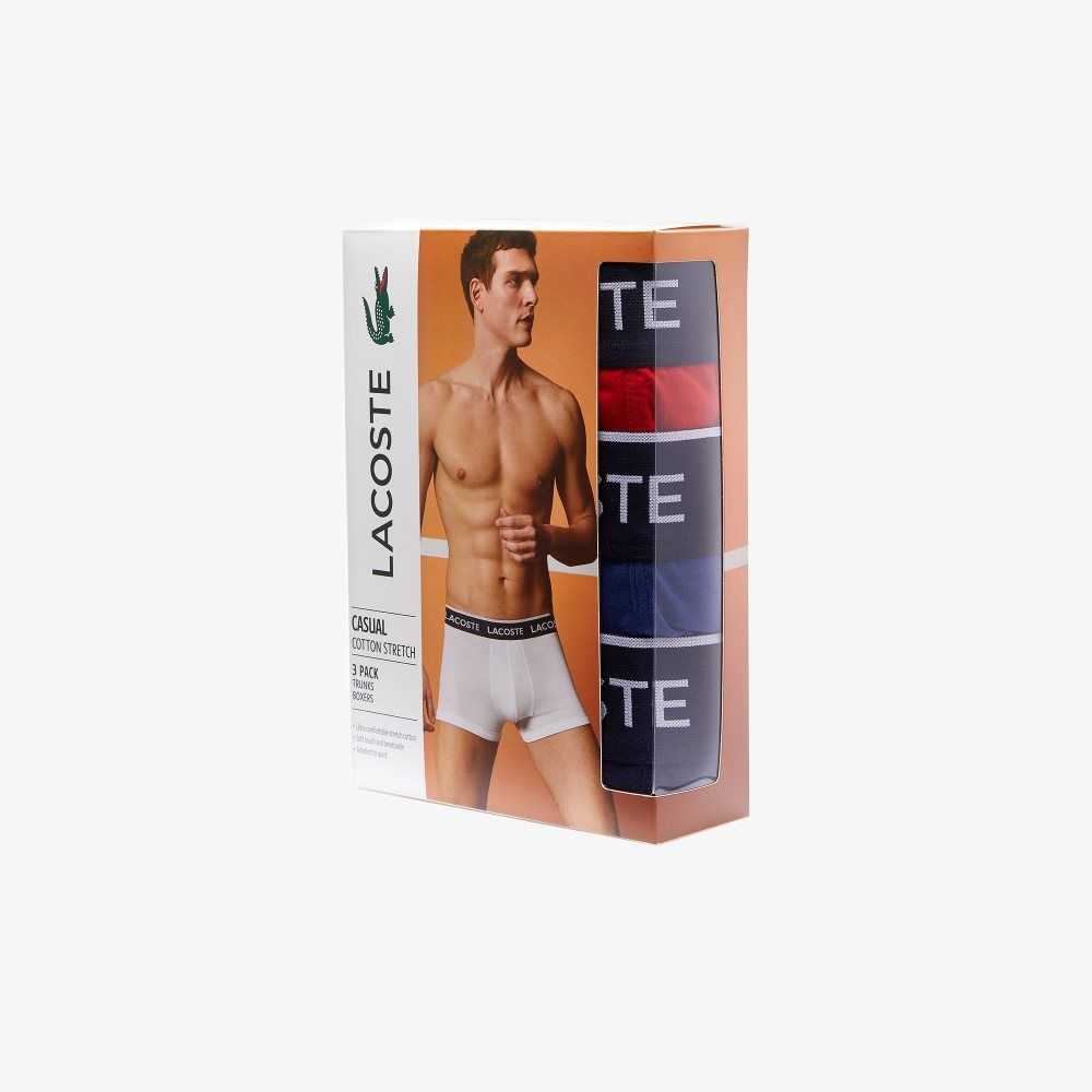 Lacoste Casual Boxer Brief 3-Pack Navy Blue / Red / Navy Blue | XKUY-41709