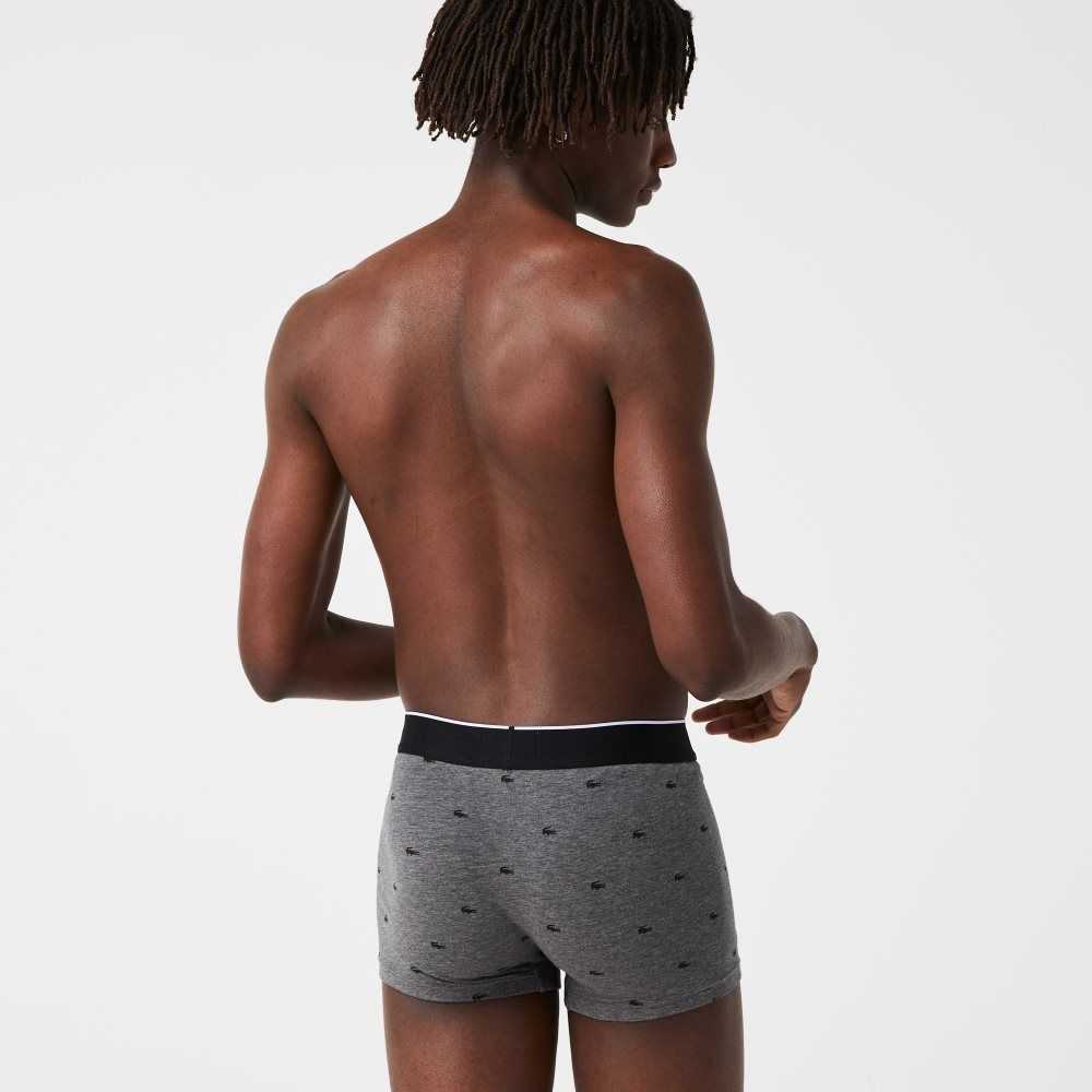 Lacoste Casual Signature Boxer Trunks 3-Pack Black / Grey Chine | BIOH-25196