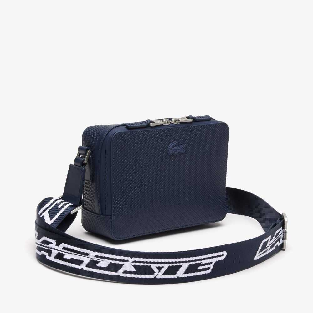 Lacoste Chantaco Logo Strap Bag Bleu Nuit Blanc | TRLO-05341