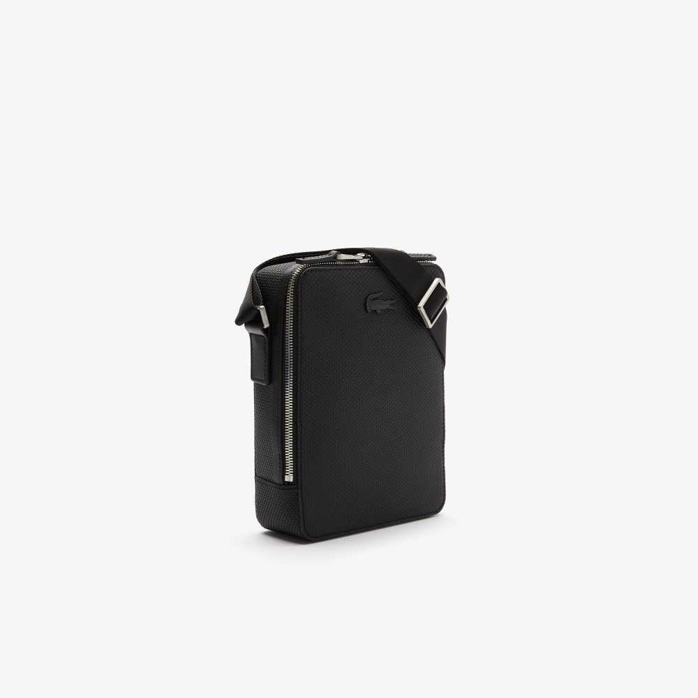 Lacoste Chantaco Matte Stitched Leather Vertical Camera Bag Black | CDWU-10452