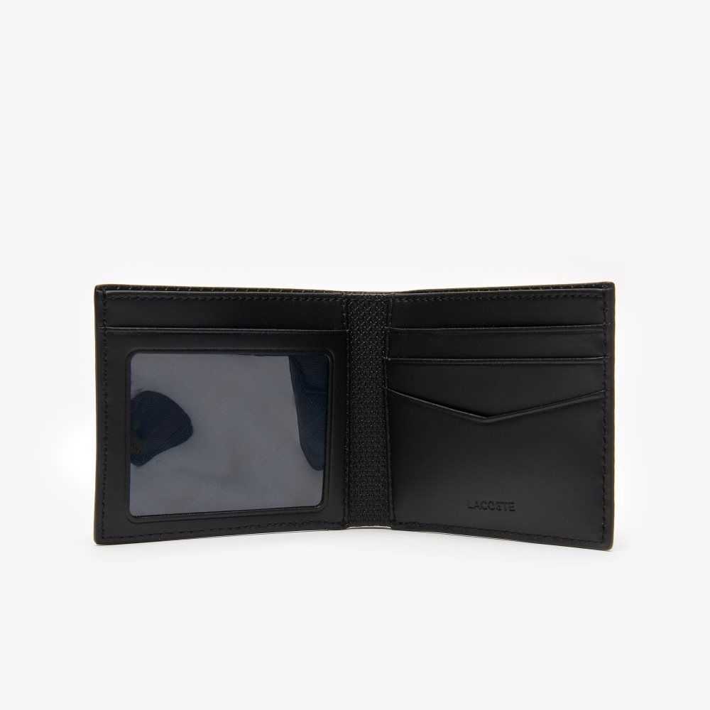 Lacoste Chantaco Pique Leather Three Card Wallet Black | ZOET-56137