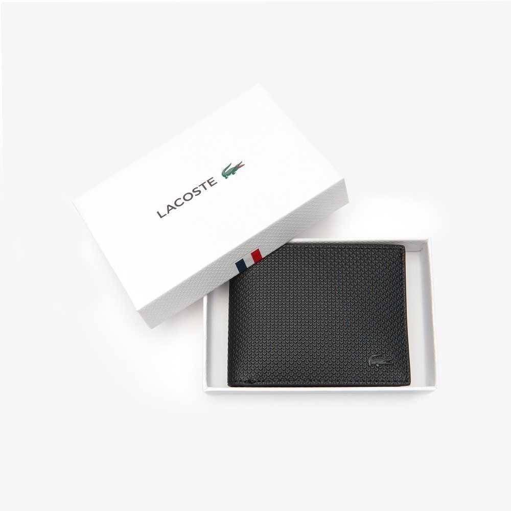 Lacoste Chantaco Pique Leather Three Card Wallet Black | ZOET-56137