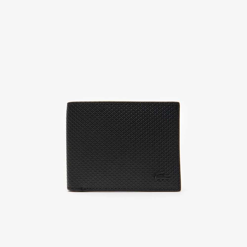 Lacoste Chantaco Pique Leather Three Card Wallet Black | ZOET-56137