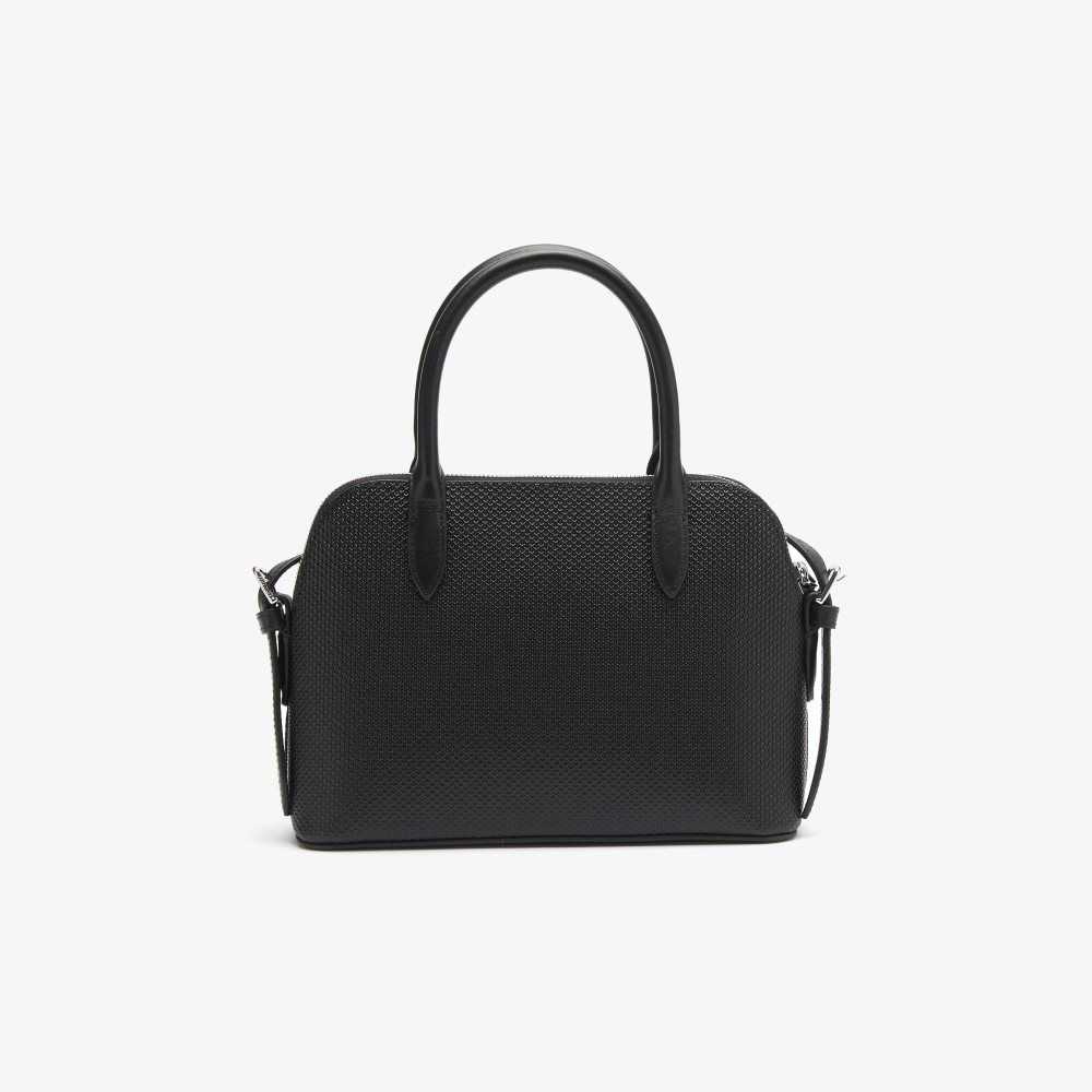 Lacoste Chantaco Pique Leather Top Handle Bag Black | DMEW-08497