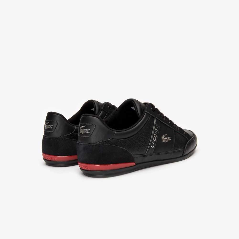 Lacoste Chaymon Leather Sneakers Black/Red | SPMB-80179