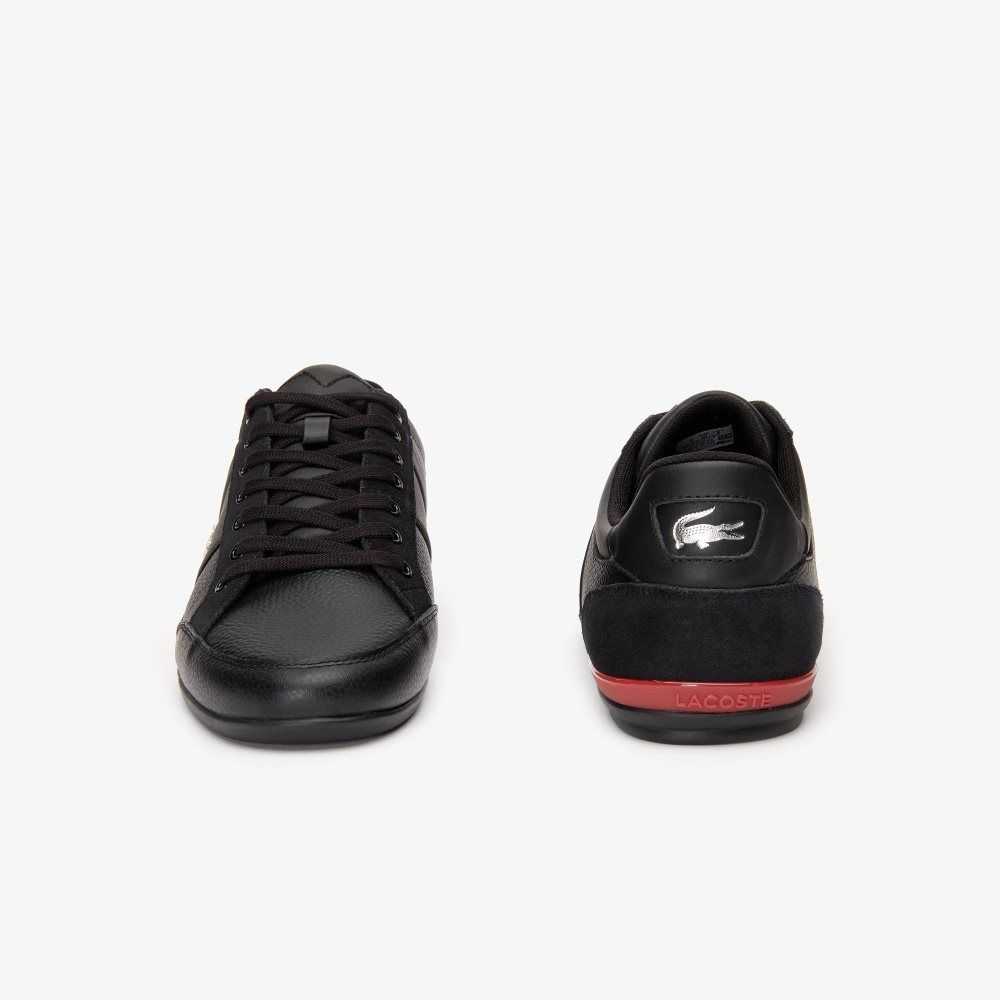 Lacoste Chaymon Leather Sneakers Black/Red | SPMB-80179