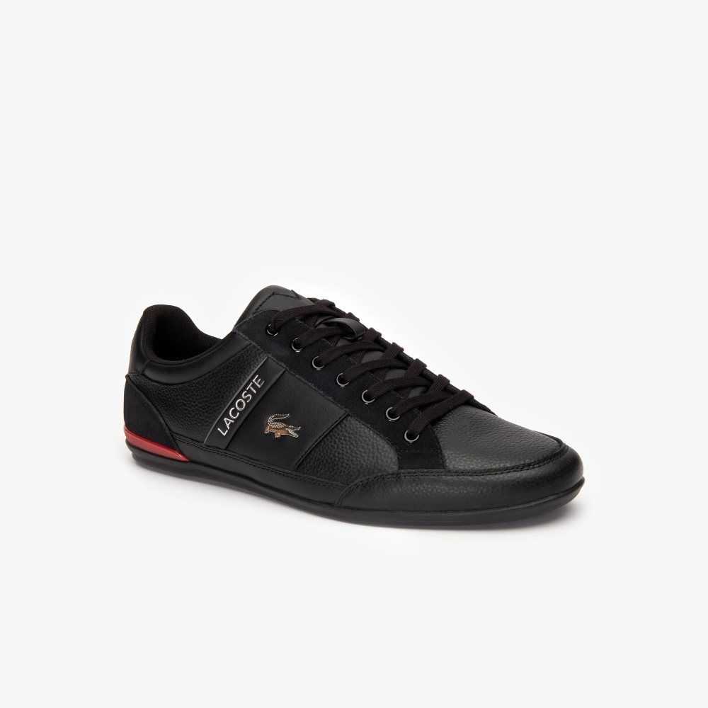 Lacoste Chaymon Leather Sneakers Black/Red | SPMB-80179