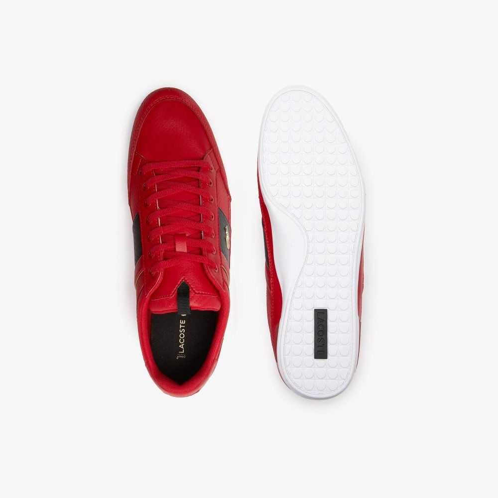 Lacoste Chaymon Leather and Carbon Fiber Sneakers Red/Blk | GTEW-76254