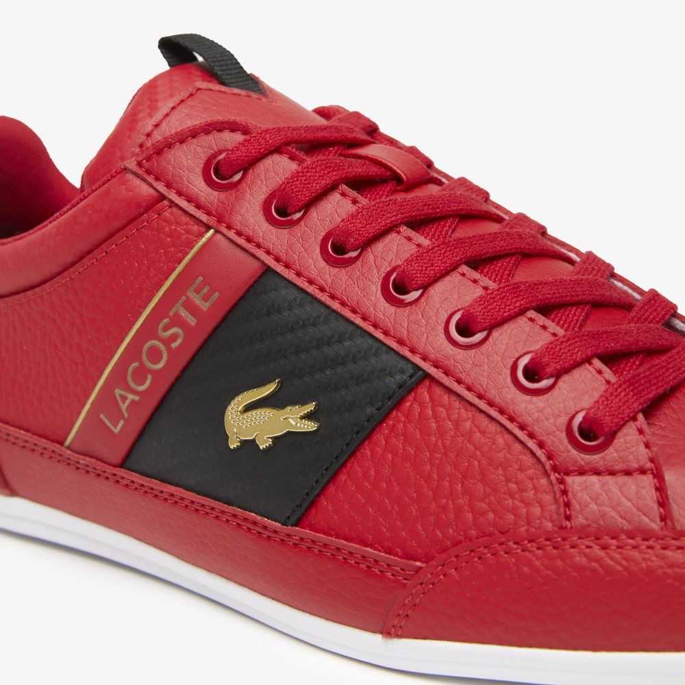 Lacoste Chaymon Leather and Carbon Fiber Sneakers Red/Blk | GTEW-76254