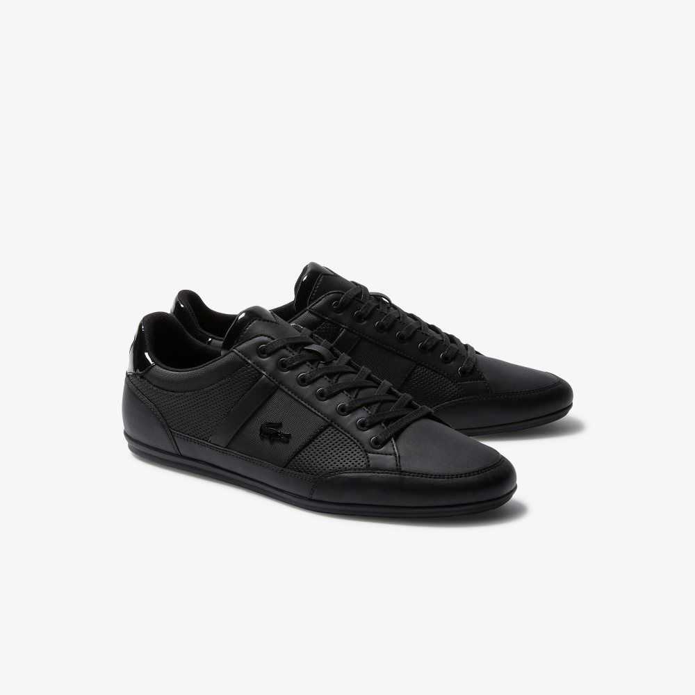Lacoste Chaymon Perforated Leather Sneakers Blk/Blk | IDWH-91260