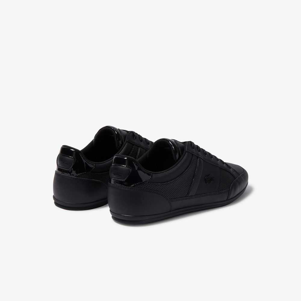 Lacoste Chaymon Perforated Leather Sneakers Blk/Blk | IDWH-91260