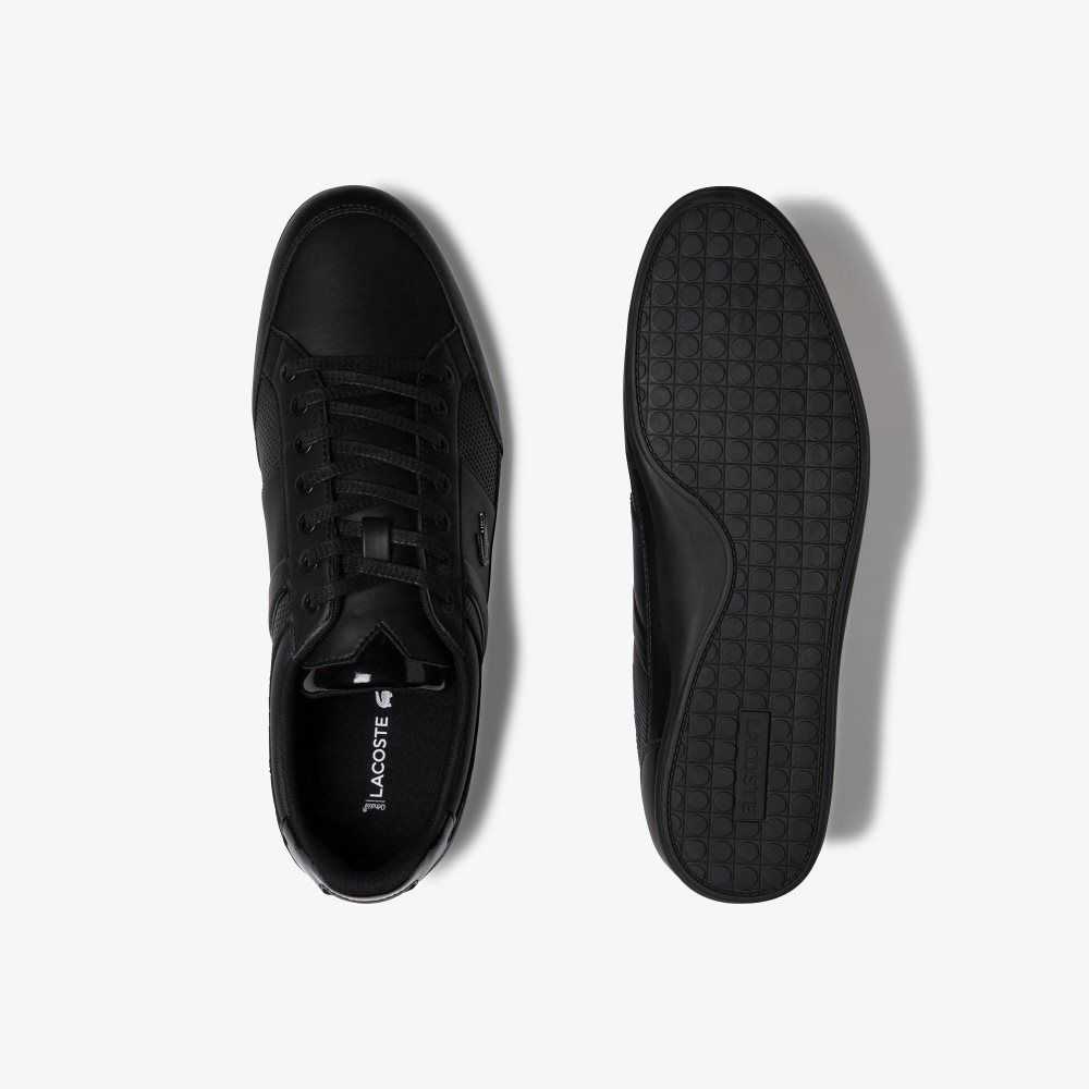 Lacoste Chaymon Perforated Leather Sneakers Blk/Blk | IDWH-91260