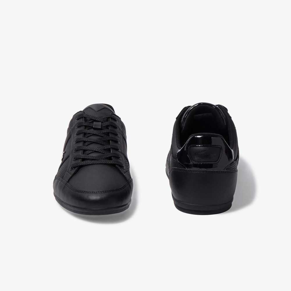 Lacoste Chaymon Perforated Leather Sneakers Blk/Blk | IDWH-91260