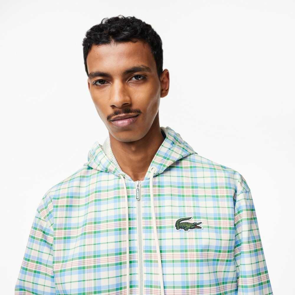 Lacoste Checked Hooded Track Jacket White | NWIP-16732