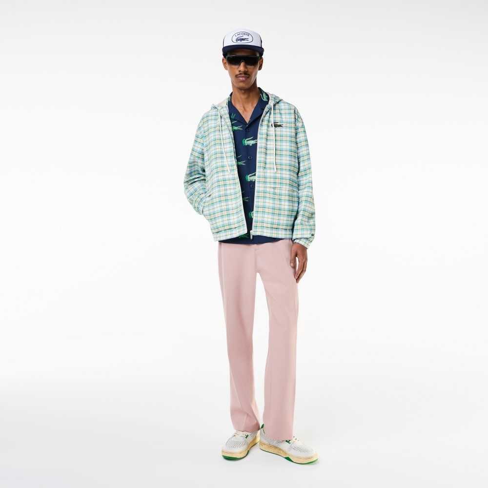 Lacoste Checked Hooded Track Jacket White | NWIP-16732