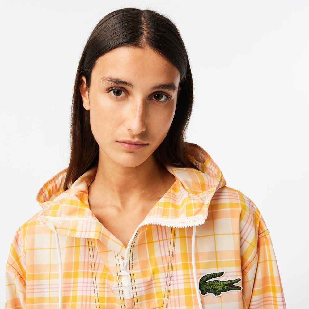 Lacoste Checked Pull-On Jacket White / Yellow / Light Orange / Pink / White | QCPW-60371
