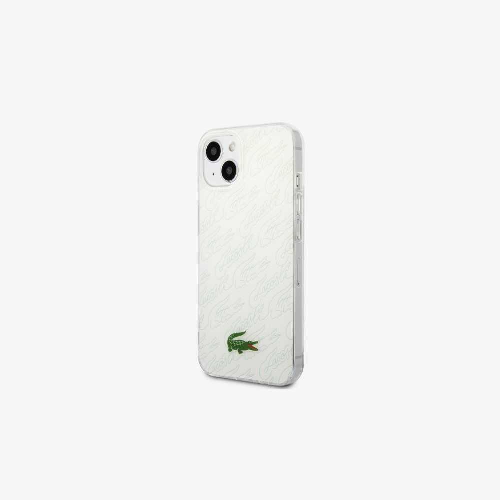 Lacoste Checkerboard Print iPhone 14 Case White | HYET-07236