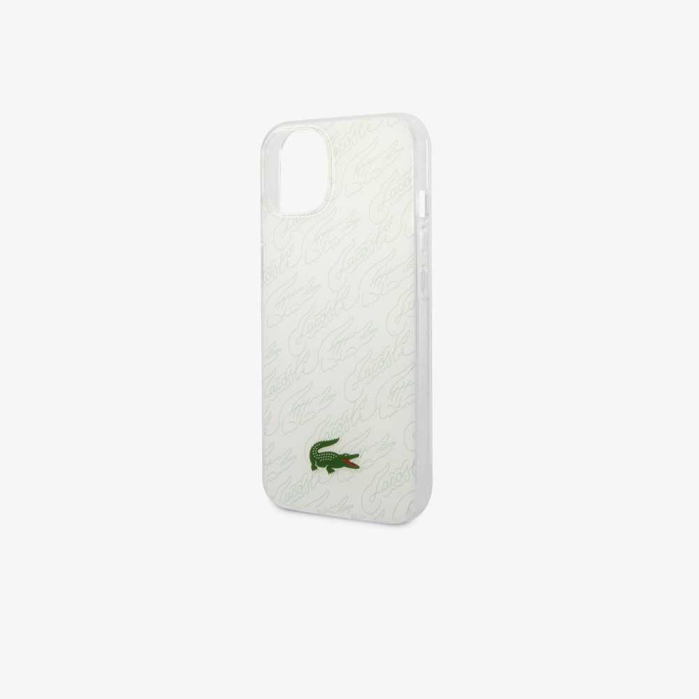 Lacoste Checkerboard Print iPhone 14 Plus Case White | JIGN-58613