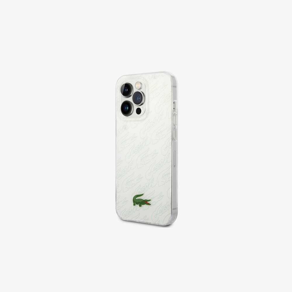 Lacoste Checkerboard Print iPhone 14 Pro Case White | OUMQ-46102