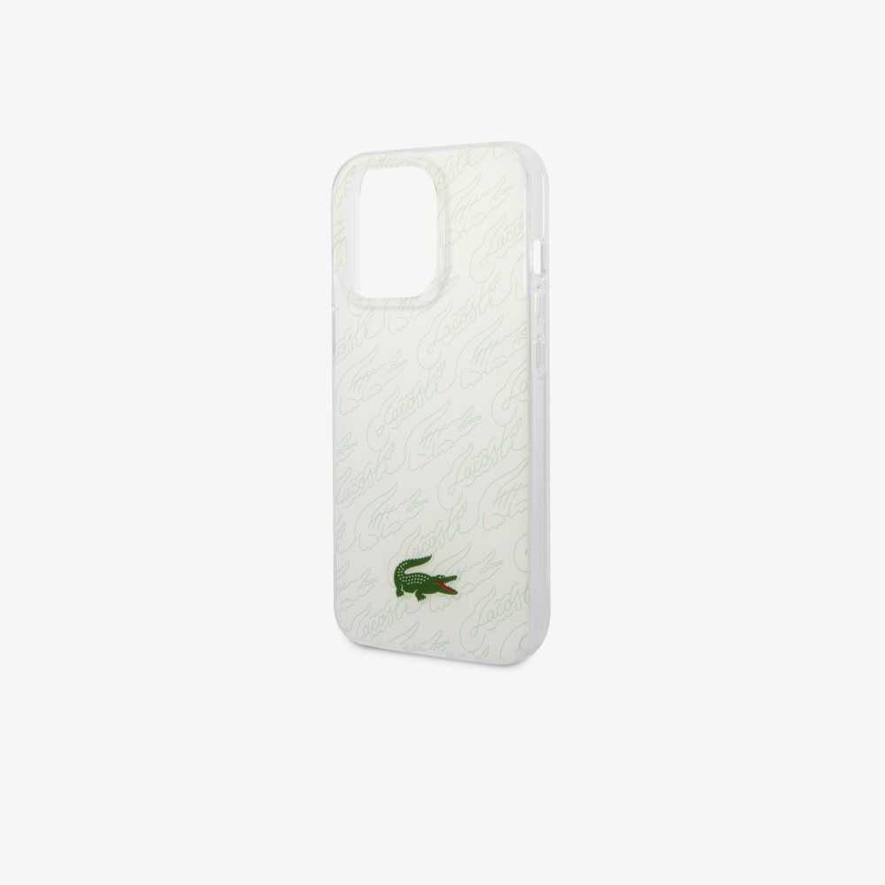 Lacoste Checkerboard Print iPhone 14 Pro Max Case White | RVFE-57649