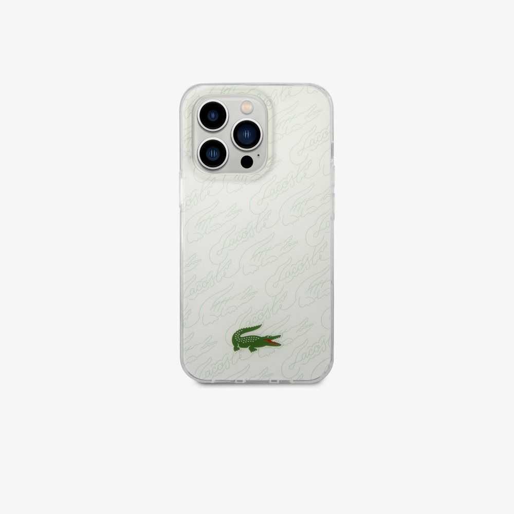 Lacoste Checkerboard Print iPhone 14 Pro Max Case White | RVFE-57649