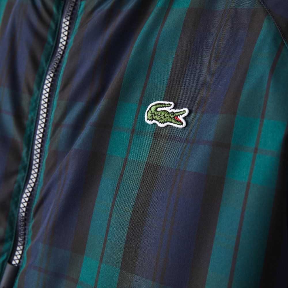 Lacoste Checkered Quilted Pullover Windbreaker Green / Navy Blue / Black | YKQF-38694