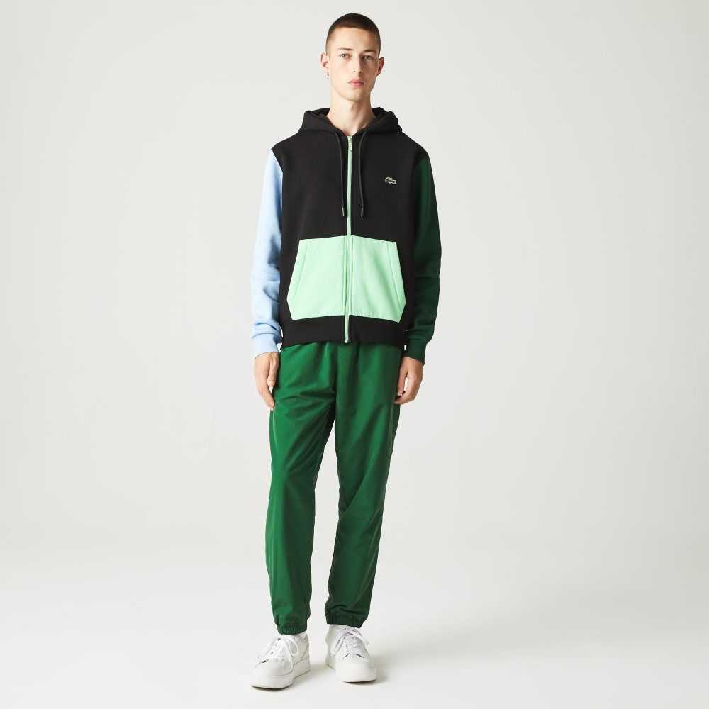 Lacoste Classic Fit Color-Block Hooded Zip Sweatshirt Black / Green / Blue / Light Green | DZXJ-17369
