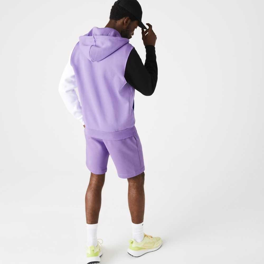 Lacoste Classic Fit Color-Block Hooded Zip Sweatshirt Purple / Black / White / Blue | NRZV-94802