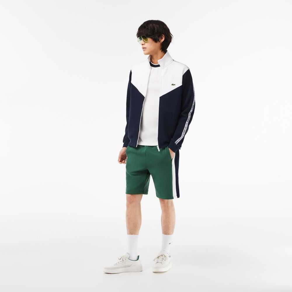 Lacoste Classic Fit Colorblock Zipped Sweatshirt Navy Blue / White | JUAY-48605