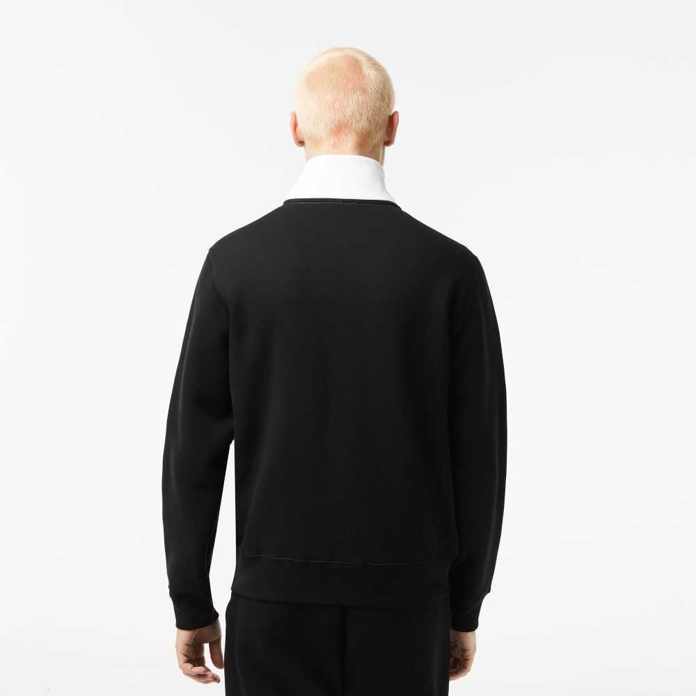 Lacoste Classic Fit Colorblock Zipped Sweatshirt Black / White | WVPO-14625