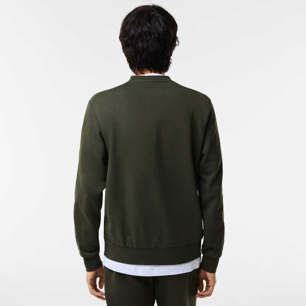 Lacoste Classic Fit Contrast Lettering Cotton Sweatshirt Khaki Green | NGYL-63879