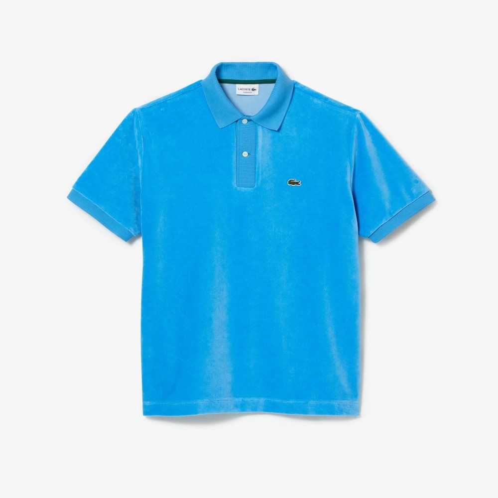 Lacoste Classic Fit Cotton Velvet Polo Blue | FEMC-98130