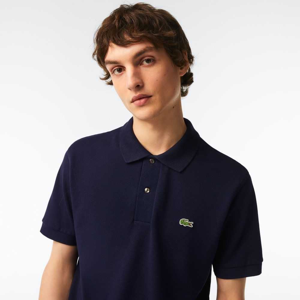 Lacoste Classic Fit Heavy Cotton Pique L.12.21 Polo Navy Blue | SVUB-65437