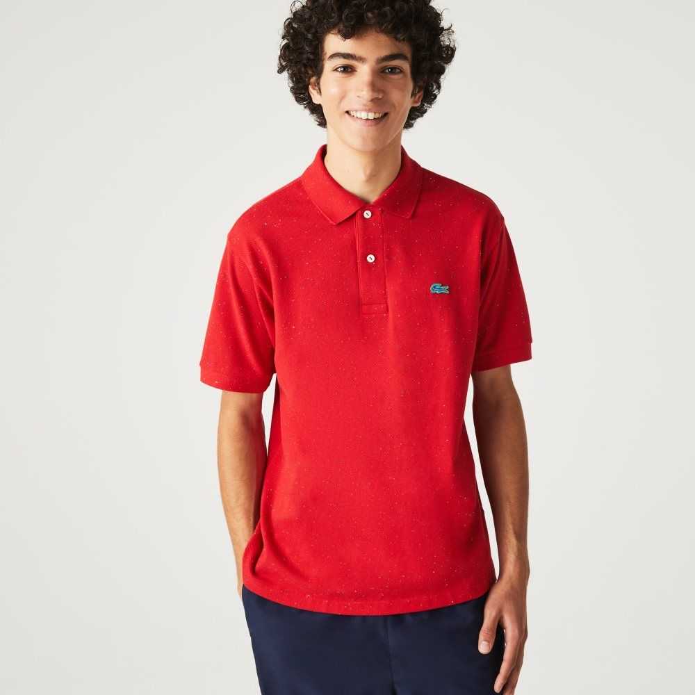 Lacoste Classic Fit Speckled Print Cotton Pique Polo Red | LRPQ-34286